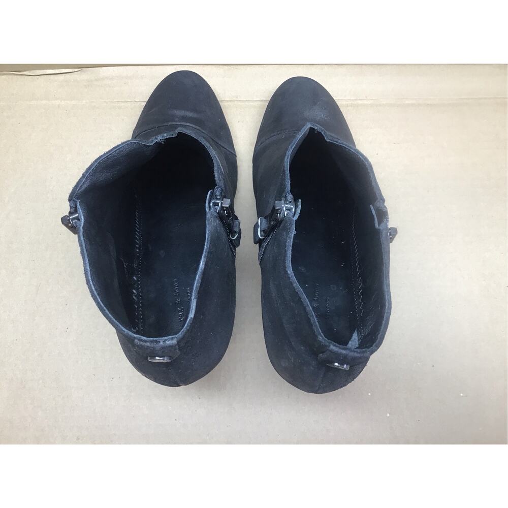 Rag Bone Classic Newbury Black Suede Ankle Boots Italy Sz 39.5 Fits US 8.5 To 9 - Picture 5 of 6